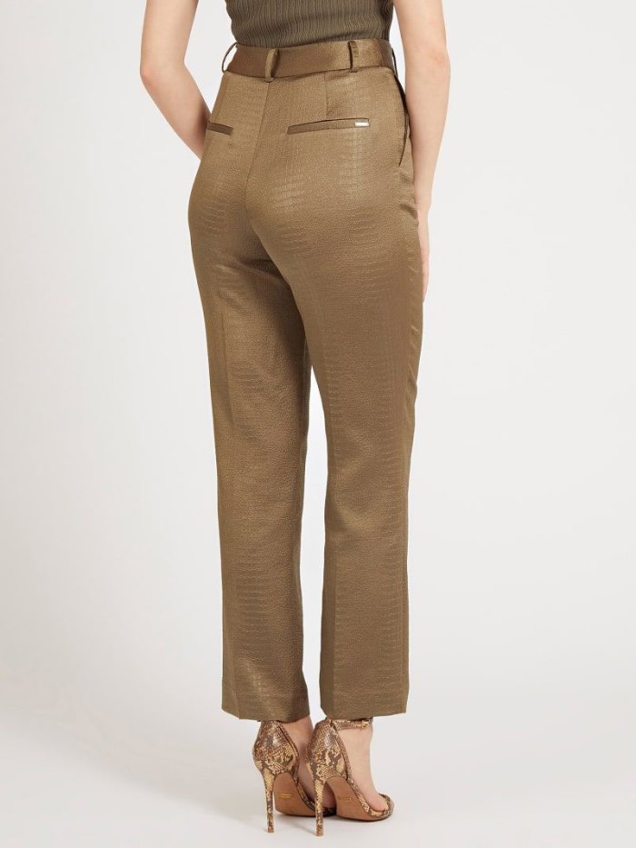 Pantalones Guess Croco Satin Mujer Marrom | SE-787198