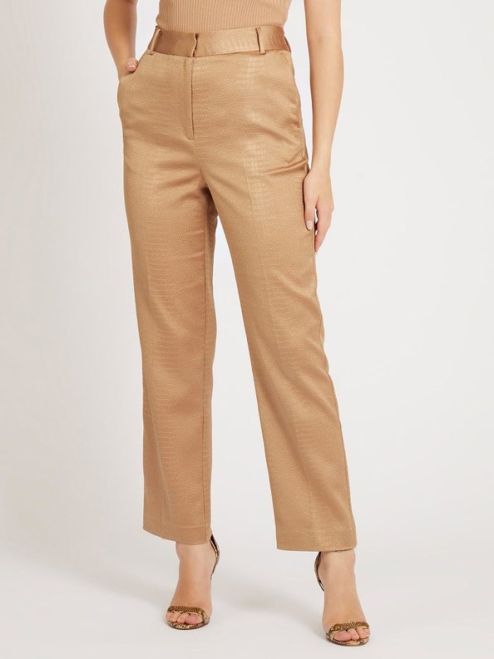 Pantalones Guess Croco Satin Mujer Marrom | SE-418292