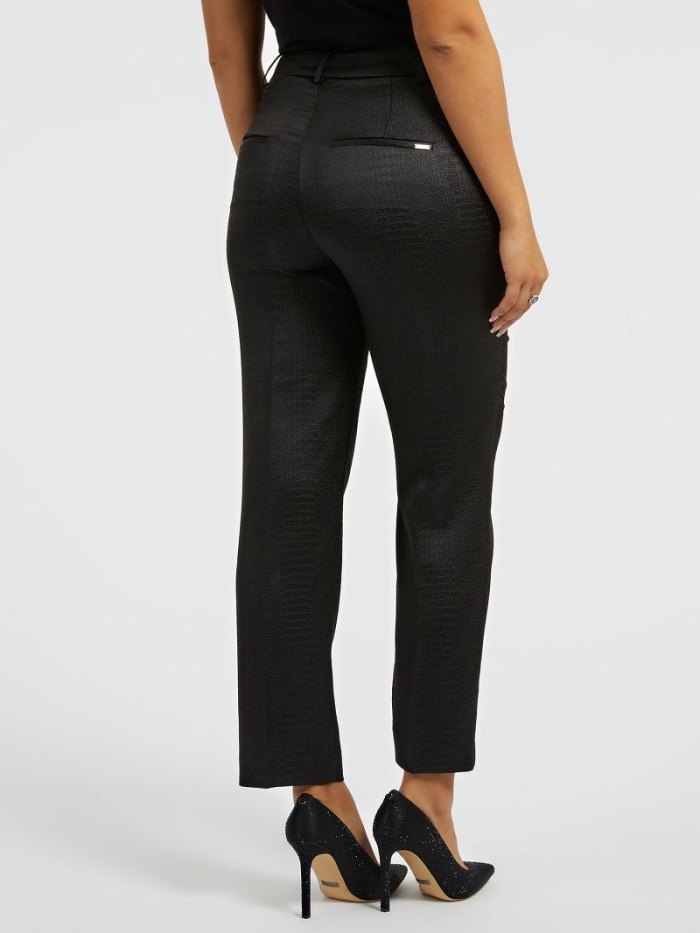 Pantalones Guess Croco Satin Mujer Negros | SE-810389