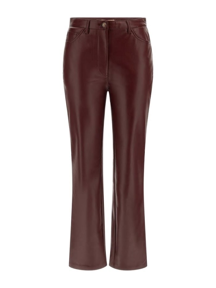 Pantalones Guess Faux Leather Straight Mujer Vino | SE-575064