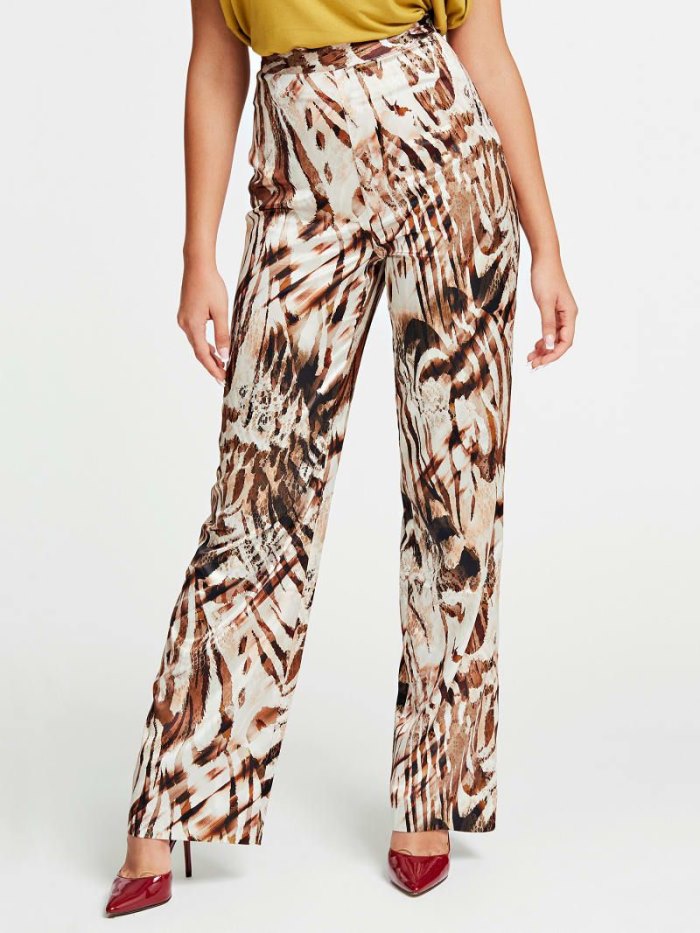 Pantalones Guess Marciano Animal Print Mujer Beige | SE-323301