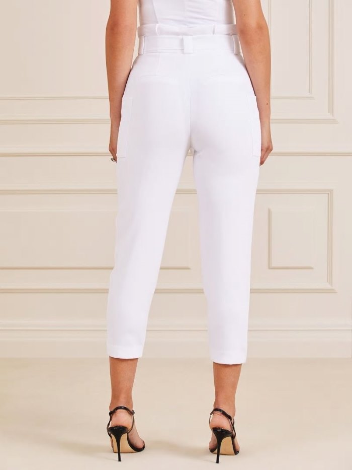 Pantalones Guess Marciano Belted Mujer Blancos | SE-643273