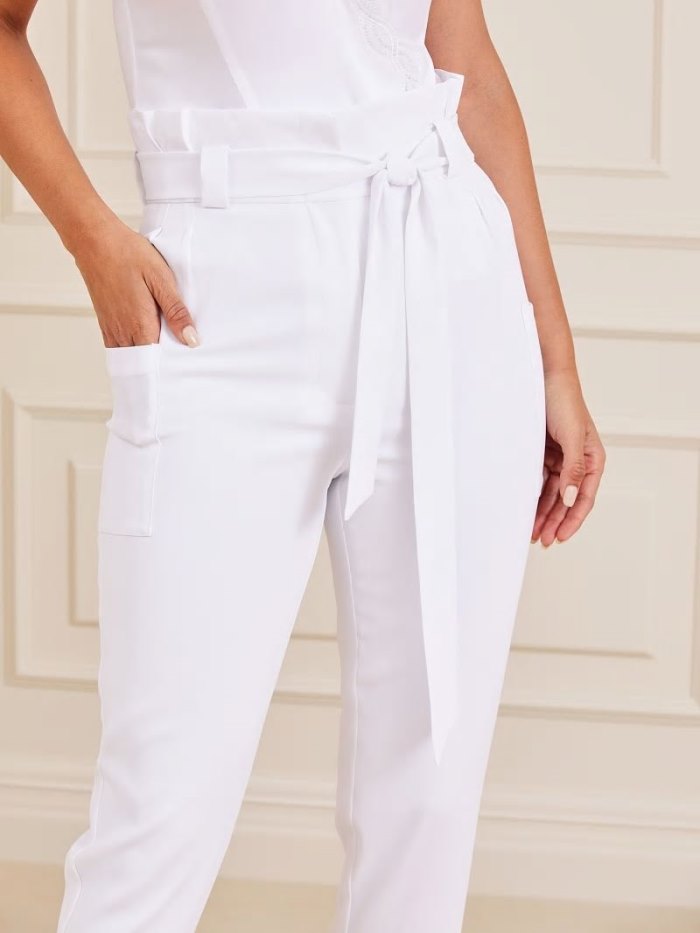 Pantalones Guess Marciano Belted Mujer Blancos | SE-643273