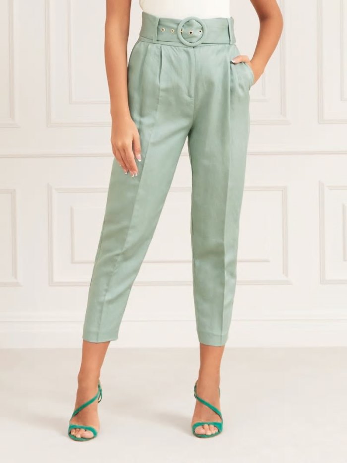 Pantalones Guess Marciano Belted Mujer Grises | SE-054693