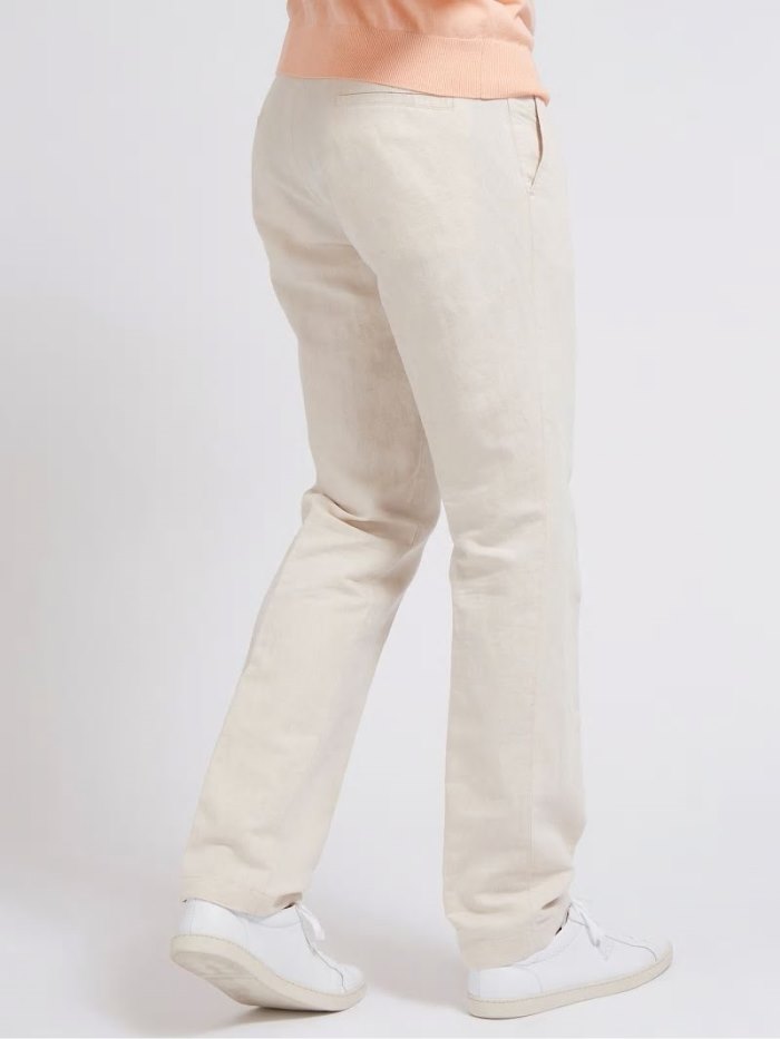 Pantalones Guess Marciano Linen Hombre Blancos | SE-664181