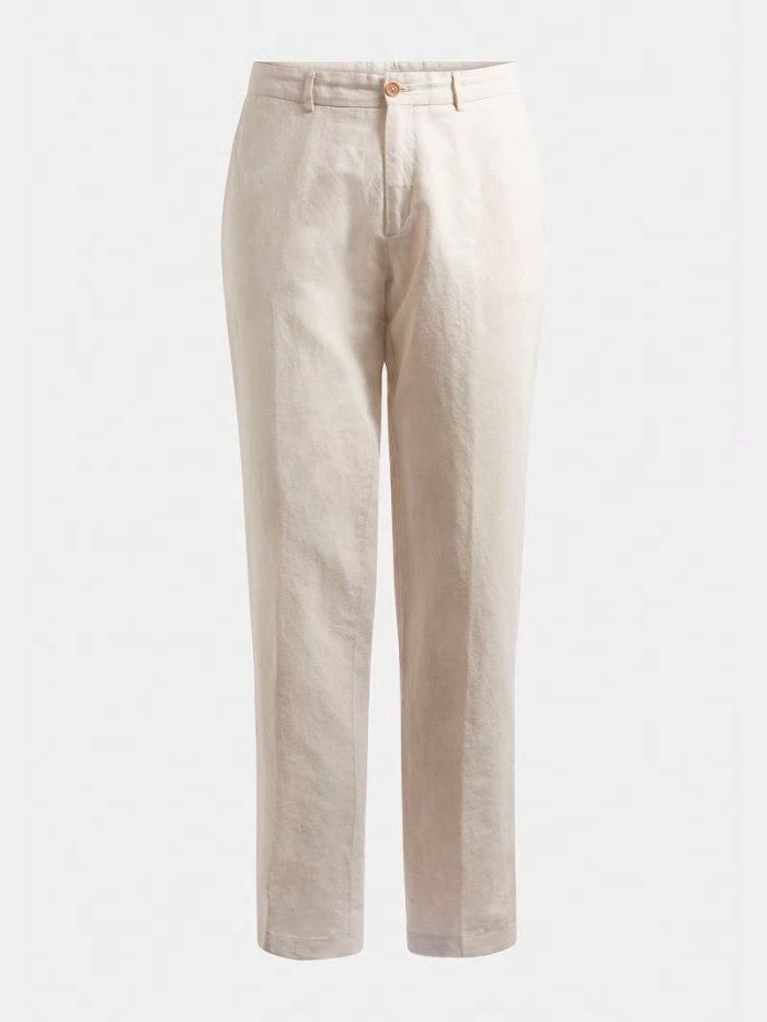 Pantalones Guess Marciano Linen Hombre Blancos | SE-664181