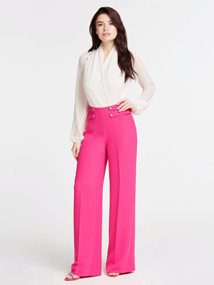 Pantalones Guess Marciano Pants Buttons Mujer Fucsia | SE-289795