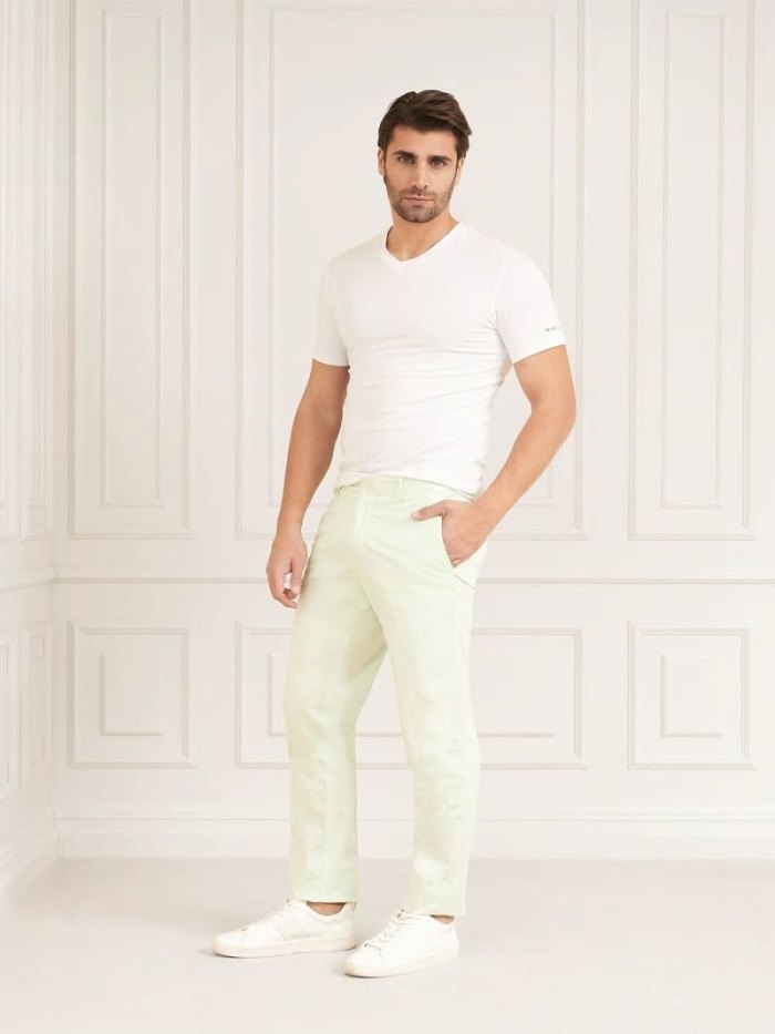 Pantalones Guess Marciano Regular Fit Hombre Amarillos Claro | SE-811493