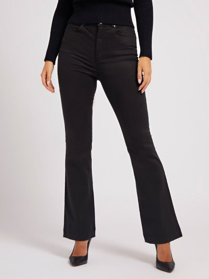 Pantalones Guess Satin Flare Mujer Negros | SE-802745