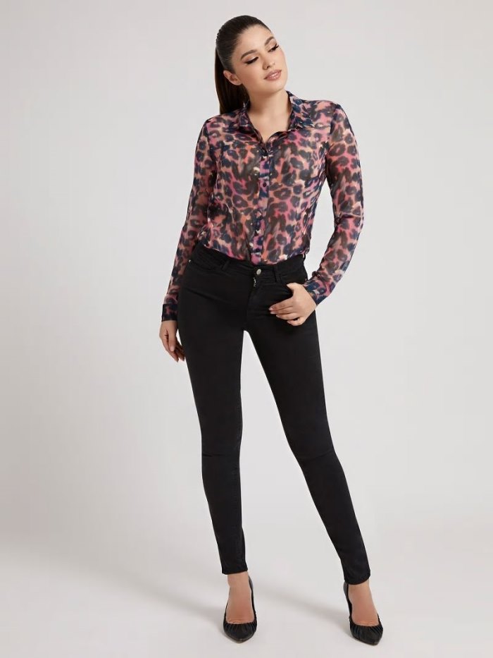 Pantalones Guess Skinny Fit Mujer Negros | SE-090788