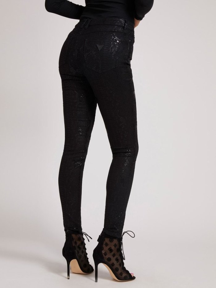 Pantalones Guess Skinny Fit Mujer Negros | SE-599157