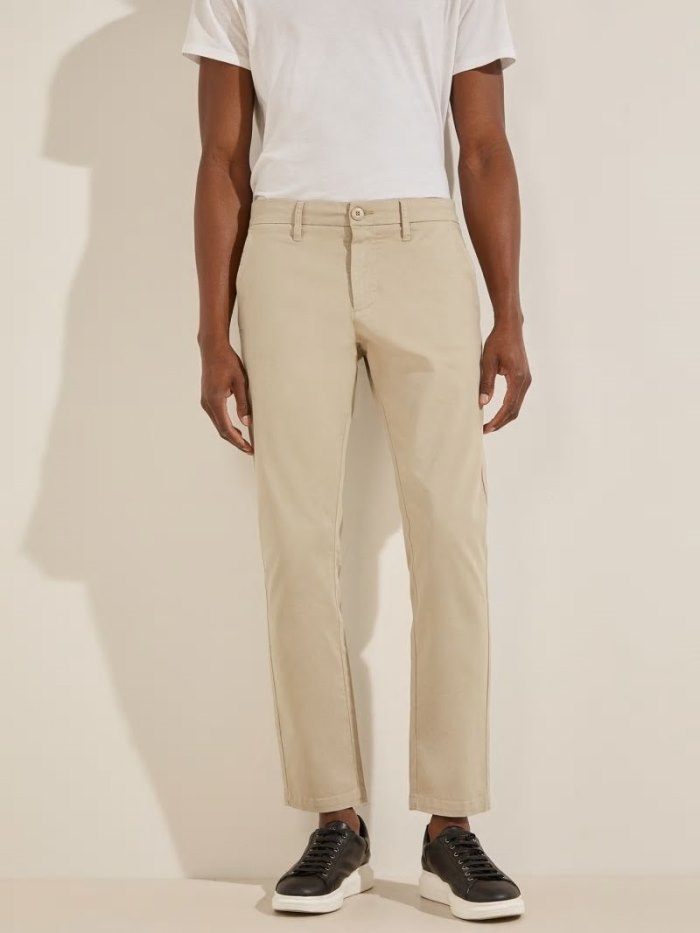 Pantalones Guess Slim Fit Hombre Beige | SE-744634