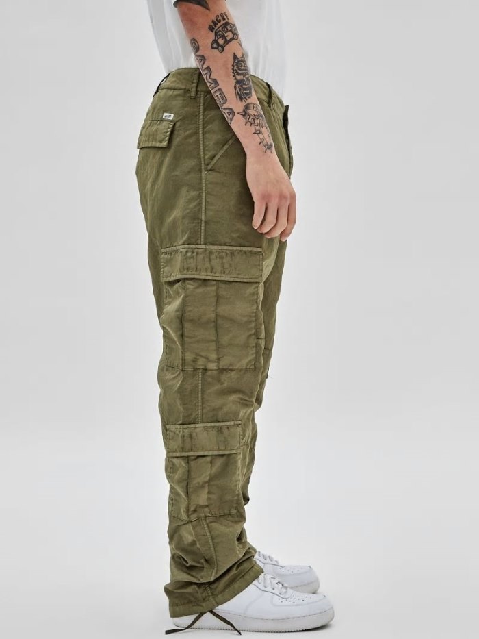 Pantalones Guess Washed Nylon Cargo Hombre Verdes | SE-197343