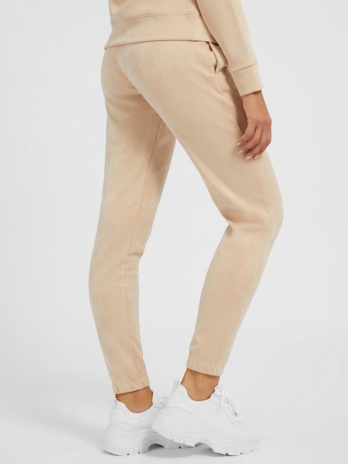 Pantalones Jogger Guess Faux Suede Jogger Pant Mujer Beige | SE-074474