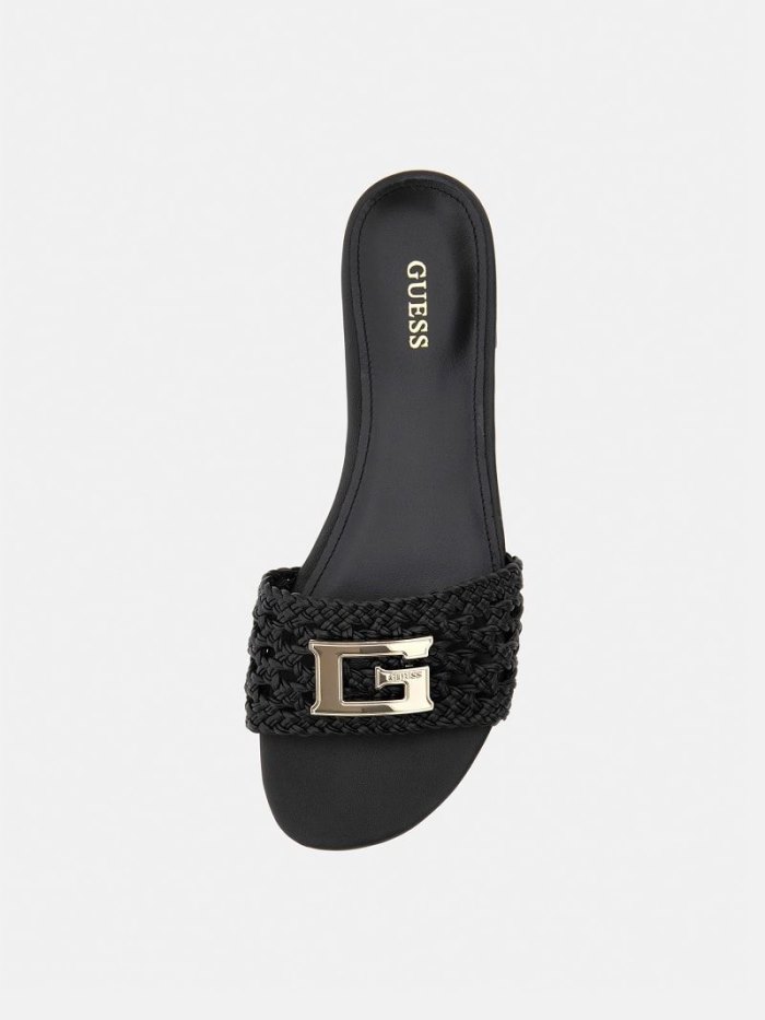 Pantuflas Guess Tassi G Logo Mujer Negros | SE-584194