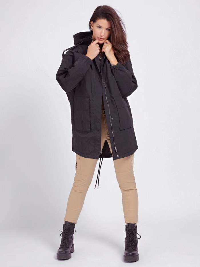 Parka Guess Cargo Pockets Mujer Negros | SE-913570