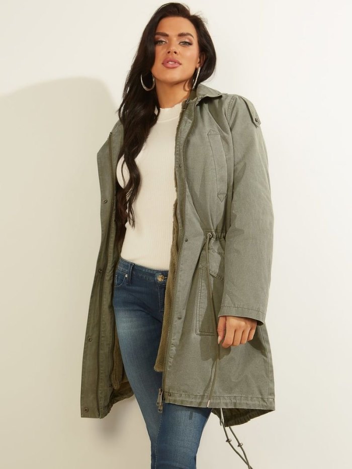 Parka Guess Faux Fur Hood Mujer Verdes | SE-098836