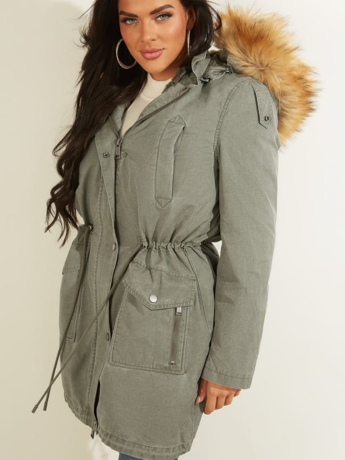 Parka Guess Faux Fur Hood Mujer Verdes | SE-098836