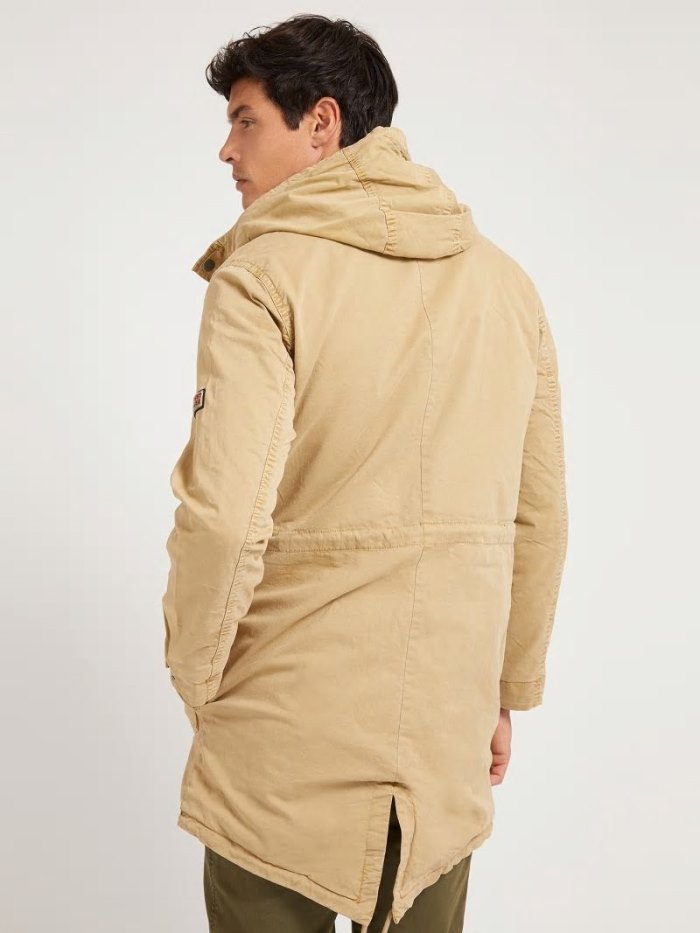 Parka Guess Hooded Cotton Hombre Beige | SE-037074