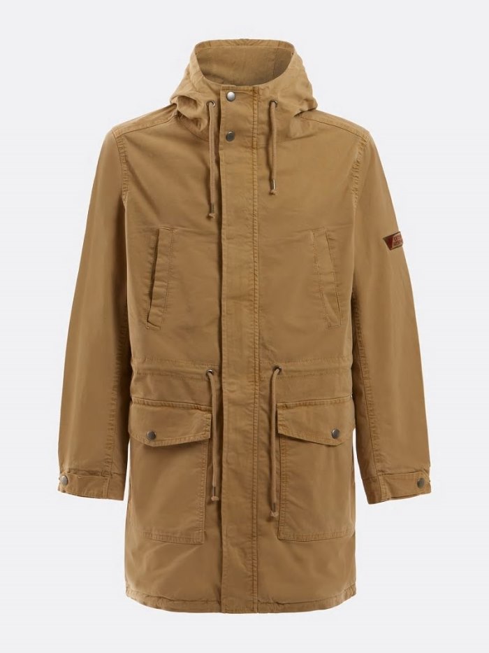 Parka Guess Hooded Cotton Hombre Beige | SE-037074