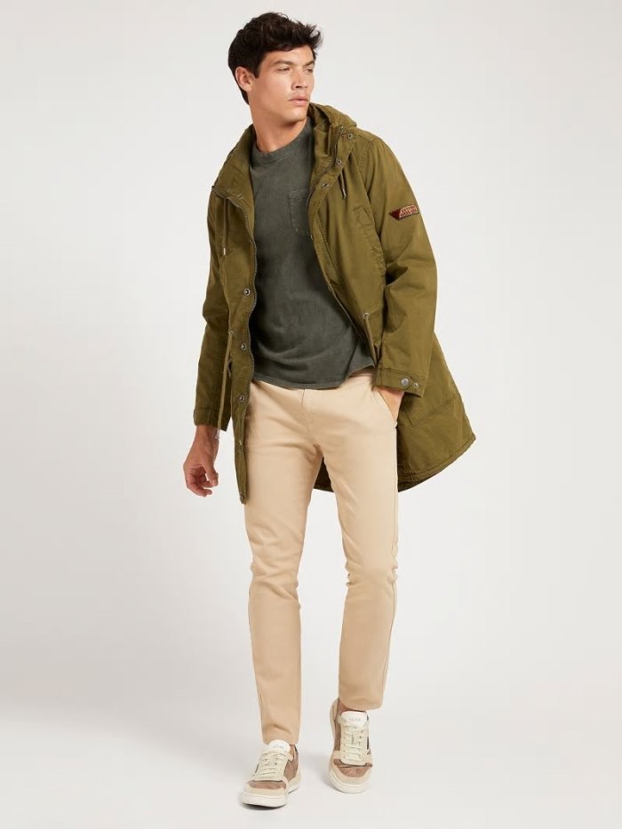 Parka Guess Hooded Cotton Hombre Verdes | SE-380734