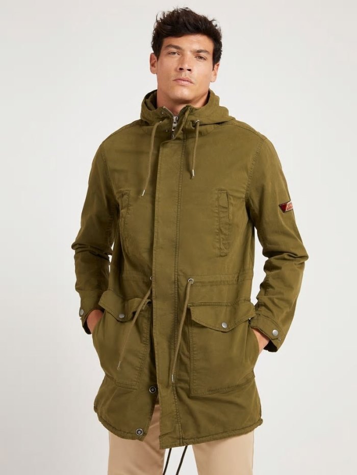 Parka Guess Hooded Cotton Hombre Verdes | SE-380734