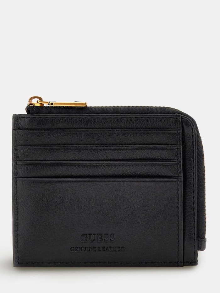 Porta Tarjetas Guess Scala Real Leather Hombre Negros | SE-107630