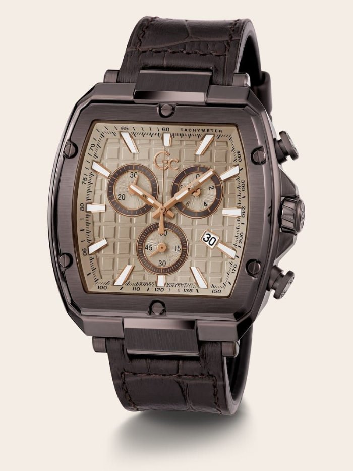 Relojes Guess GC Leather Chronograph Hombre Marrom | SE-482936