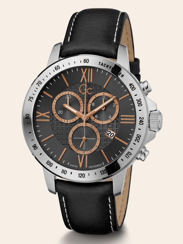 Relojes Guess GC Real Leather Chronograph Hombre Plateados Rosas Dorados | SE-633280