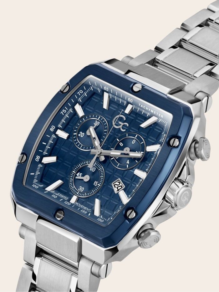 Relojes Guess GC Steel Chronograph Hombre Plateados Azules | SE-431115