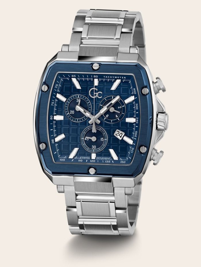 Relojes Guess GC Steel Chronograph Hombre Plateados Azules | SE-431115