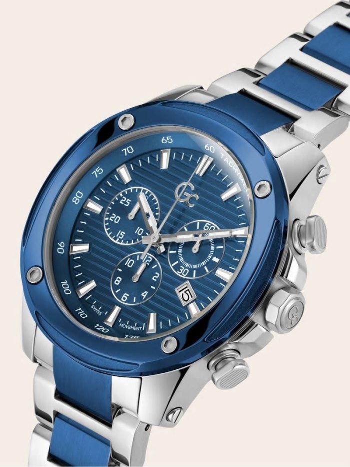 Relojes Guess GC Steel Chronograph Hombre Plateados Azules | 