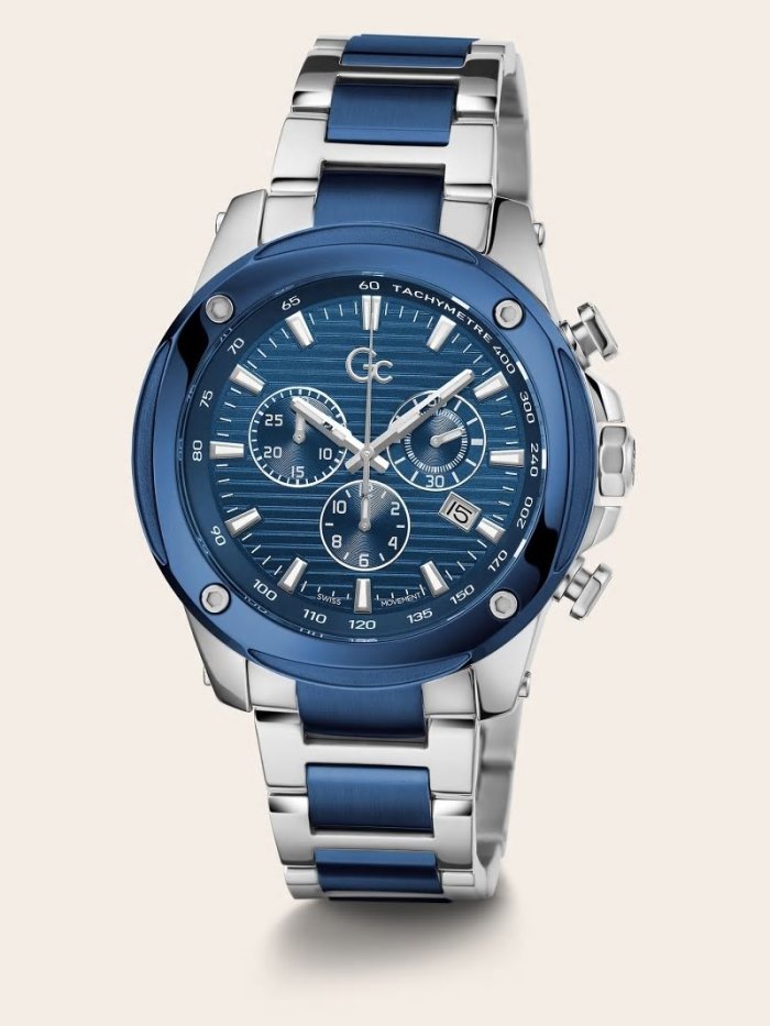 Relojes Guess GC Steel Chronograph Hombre Plateados Azules | 