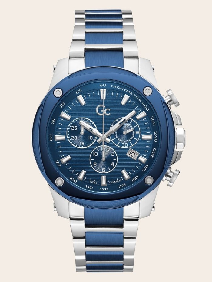 Relojes Guess GC Steel Chronograph Hombre Plateados Azules | 