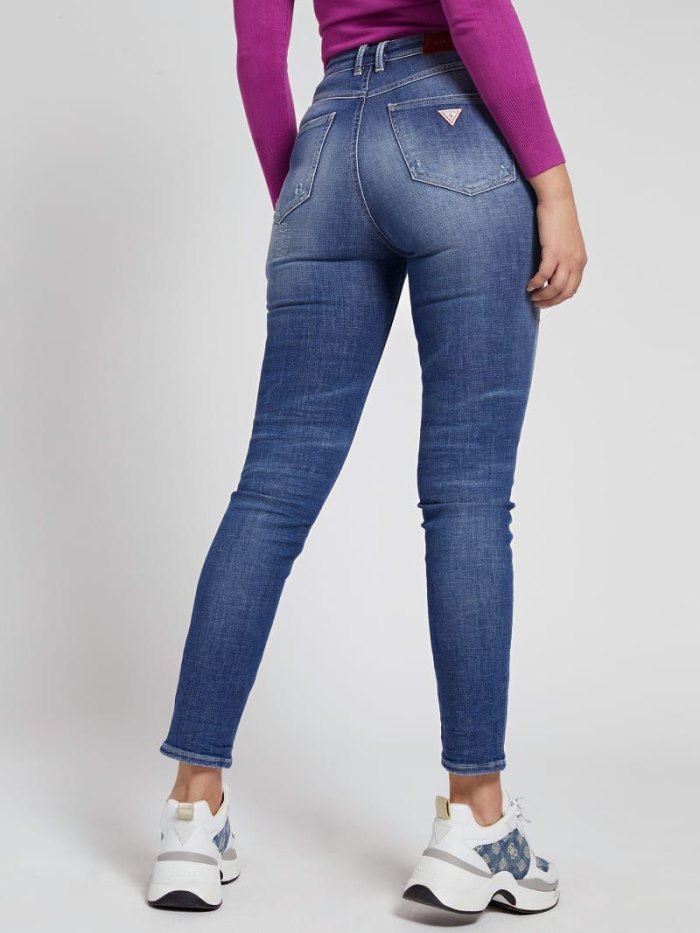 Ropa Guess Abrasion Skinny Fit Mujer Azules | SE-667549