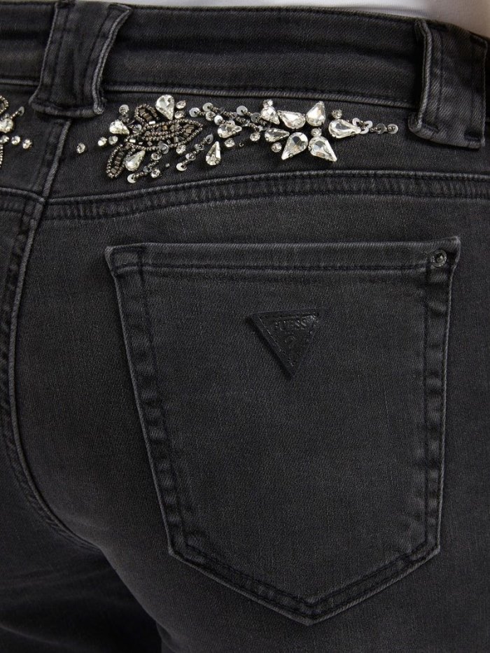 Ropa Guess Bootcut Denim Pant Rhinestones Mujer Negros | SE-315843