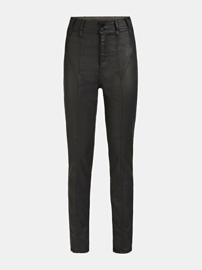 Ropa Guess Coated Skinny Fit Mujer Negros | SE-387990