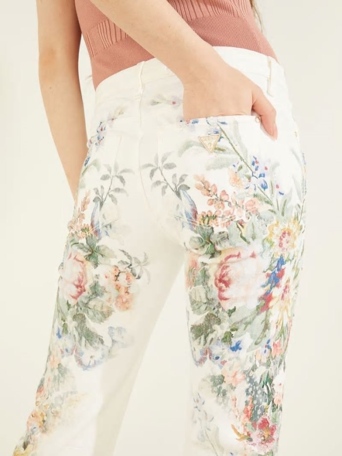 Ropa Guess Floral Print Bootcut Mujer Blancos | SE-880677