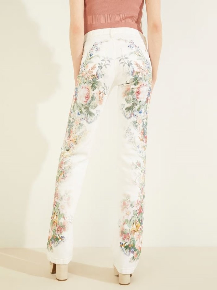 Ropa Guess Floral Print Bootcut Mujer Blancos | SE-880677