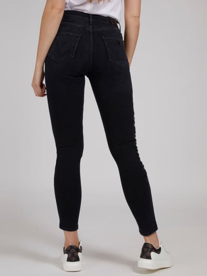 Ropa Guess Foil Print Skinny Fit Mujer Negros | SE-089839