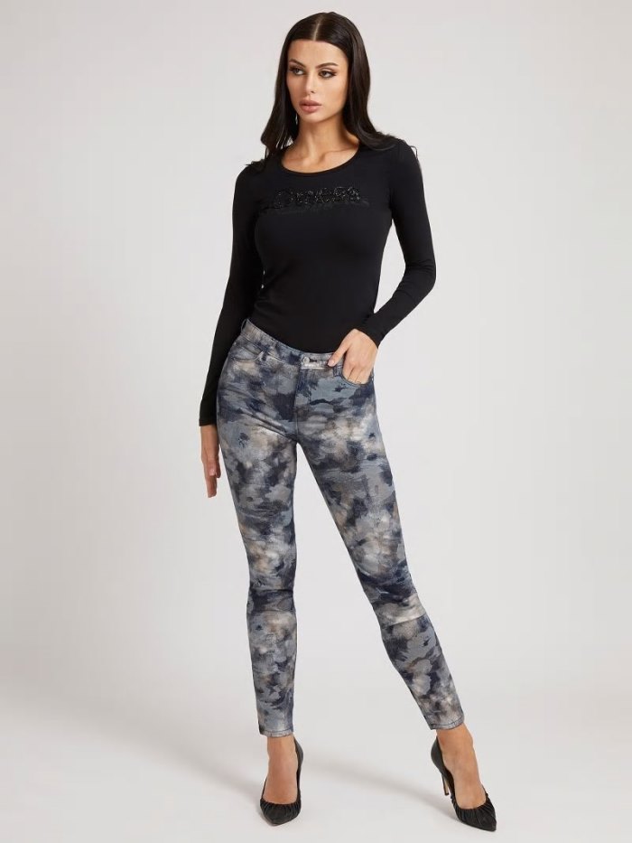 Ropa Guess Jacquard Skinny Fit Mujer Multicolor | SE-436155