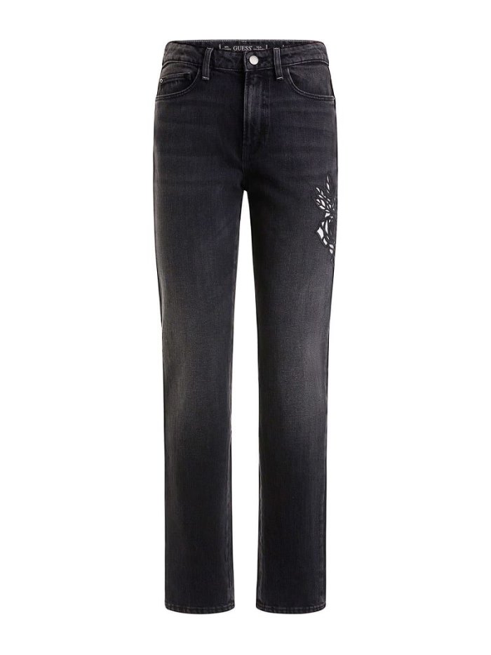 Ropa Guess Relaxed Fit Denim Pant Embroidery Mujer Negros | SE-659270