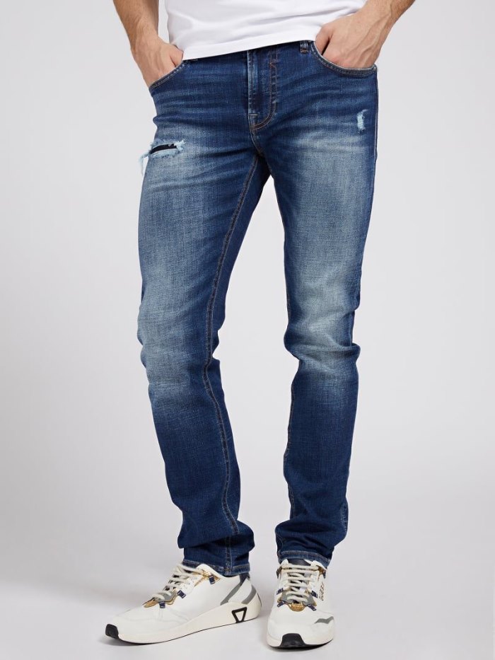 Ropa Guess Skinny Fit Hombre Azules | SE-597574