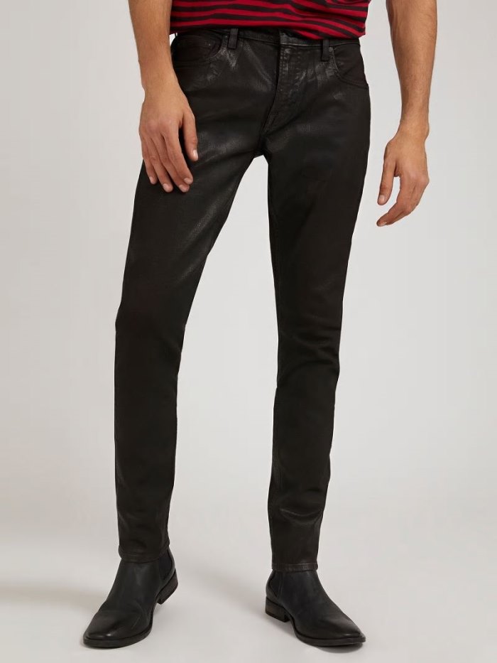 Ropa Guess Skinny Fit Hombre Negros | SE-460853