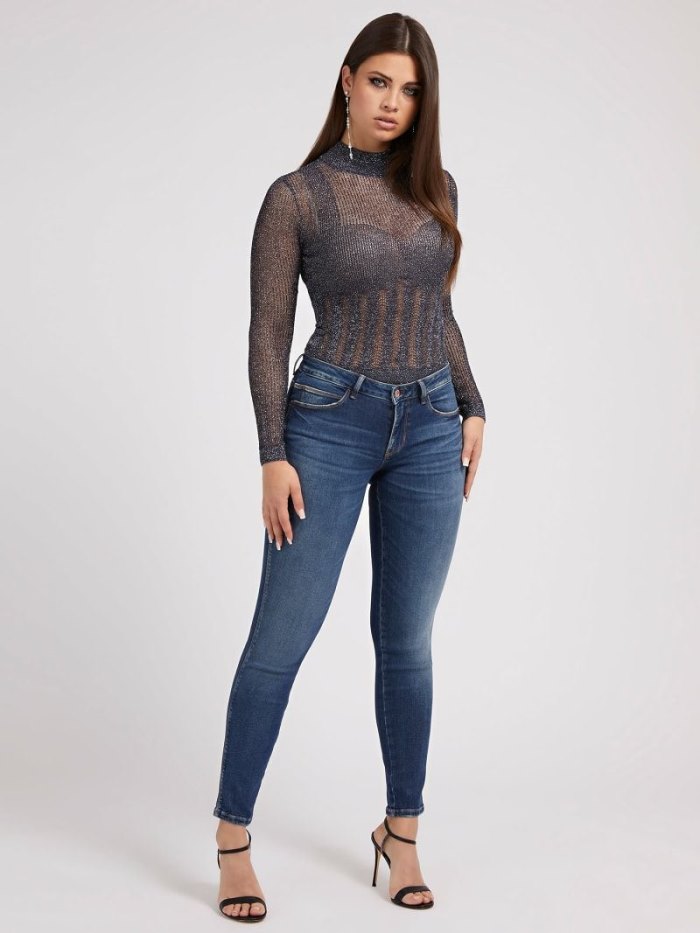 Ropa Guess Skinny Fit Mujer Azules | SE-476720