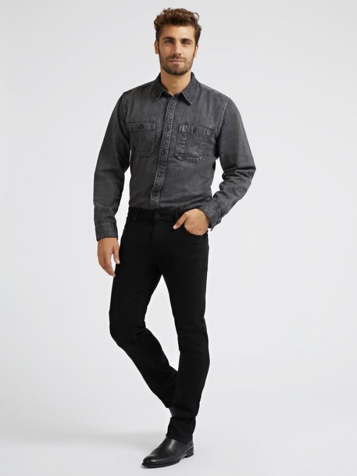 Ropa Guess Slim Fit Hombre Negros | SE-295173