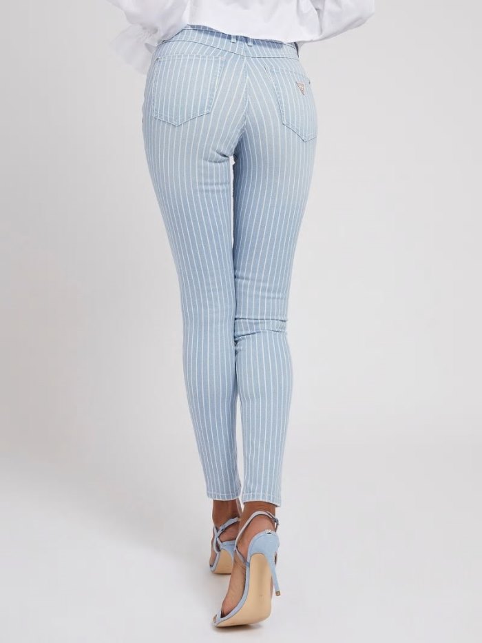 Ropa Guess Striped Skinny Fit Mujer Azules | SE-378466