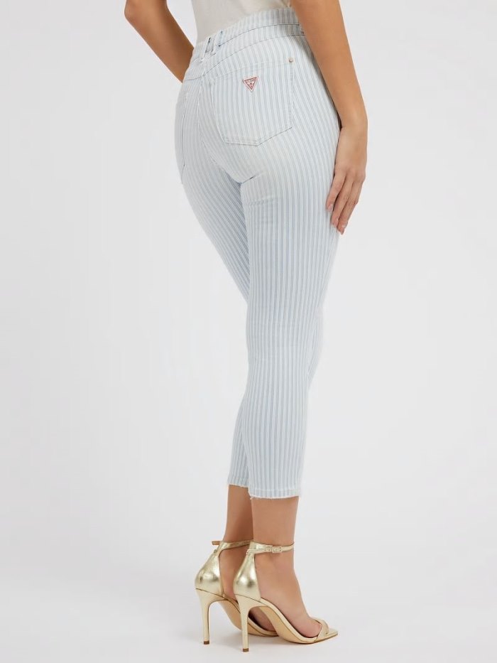 Ropa Guess Striped Skinny Fit Mujer Blancos | SE-618999