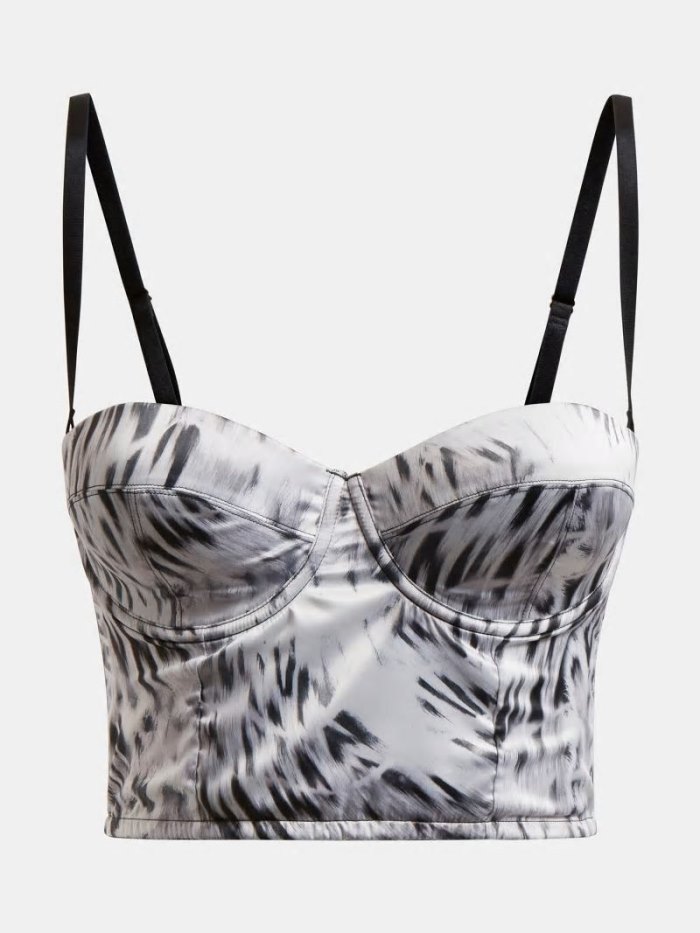 Ropa Interior Guess All Over Print Satin Bustier Mujer Negros | SE-607185