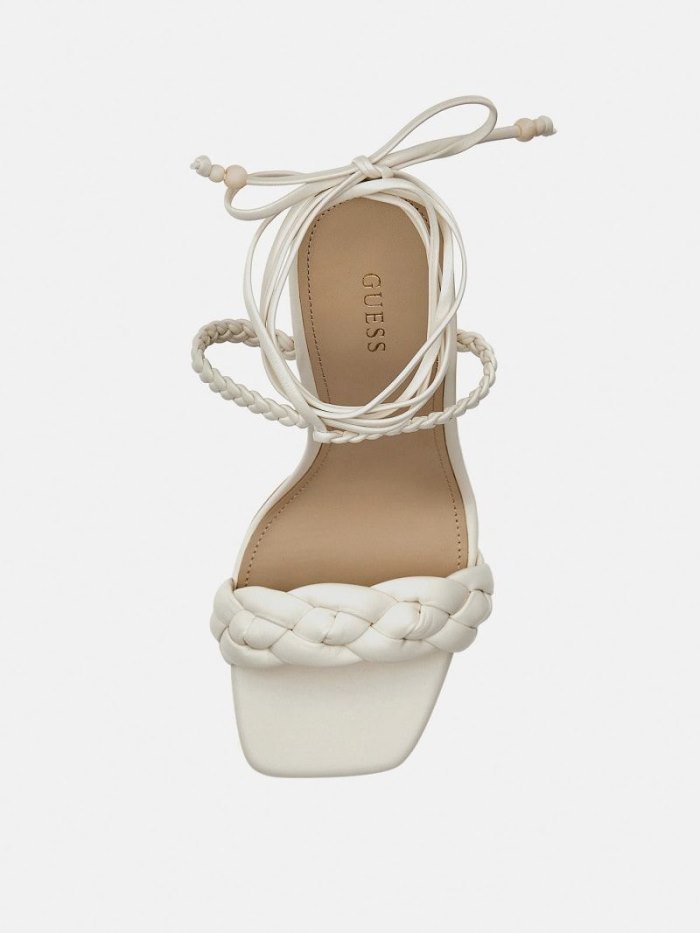 Sandalias Guess Bingo Woven-strap Mujer Blancos | SE-628739